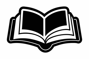 Open book png doodle sticker, black & white illustration, transparent background
