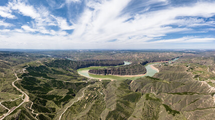 view of laoniu bay of river huang he in shanxi