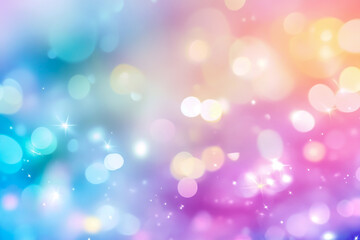 Blurred background of colorful bokeh lights in white, pastel colors, blurred background
