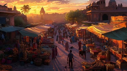 Sunset Marketplace Hustle and Bustle