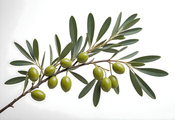 Concept photo of an olive branch on white background with space for text
