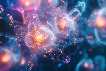 quantum entanglement based particles wave abstract pattern background 