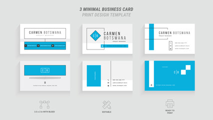 Blue and White Business Card Layout , Modern and Creative Design, Minimal Simple Template, Clean Vector Design, Blue Stripes Name Card, Elegant & Professional Business Card