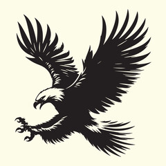 Editable Black Eagle Silhouette Design in Vector Format on Transparent Background