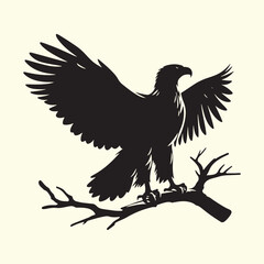 Editable Black Eagle Silhouette Design in Vector Format on Transparent Background