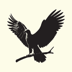 Editable Black Eagle Silhouette Design in Vector Format on Transparent Background