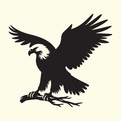 Editable Black Eagle Silhouette Design in Vector Format on Transparent Background
