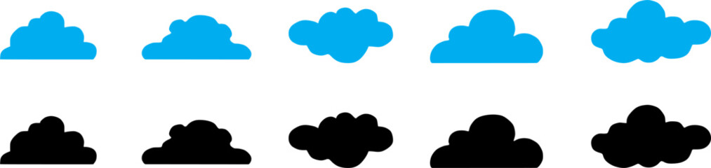 Cloud icon set. Clouds vector icons set. Weather forecast sign illustration template. Vector illustration