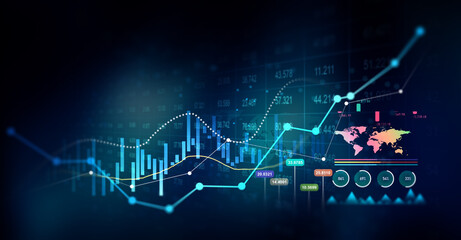 Analysis finance grow graph and market investment. Stock market chart, exchange financial growth diagram.Financial business plan,earnings,sale and strategy. 