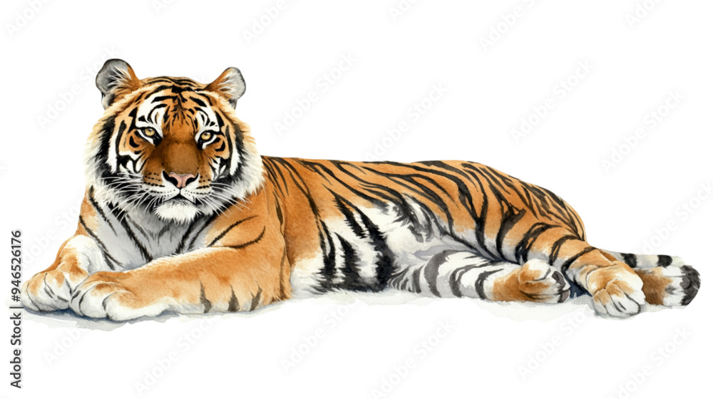 Wall mural watercolor of tiger isolated on transparent background