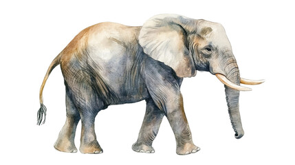 watercolor of elephant isolated on transparent background