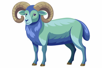 Ram animal, watercolor clipart illustration with isolated background.
