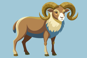 Ram animal, watercolor clipart illustration with isolated background.
