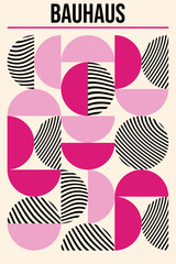 Affiche style Bauhaus cool et géométrique. Arrière-plan du milieu du siècle. Formes cool et tendance
