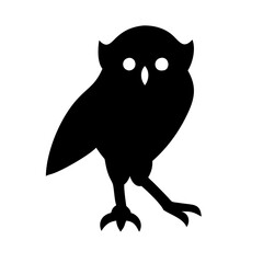 Owl Bird Vector Character, Icon Logo Style, Silhouette Owl