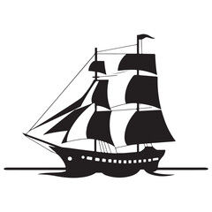 Classic Mariners Black Ship Vector Icon Historical Vessel Ancient Ship Emblem