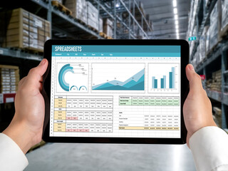 Spreadsheet document information financial startup concept. data and graphs in spreadsheet documents for online analysis project dashboard accounting digital snugly