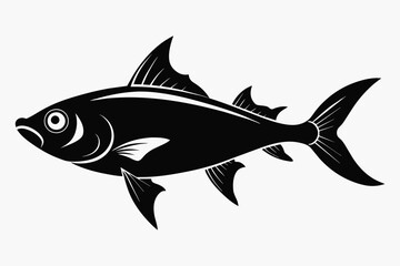 Jackfish fish silhouette black vector art illustration