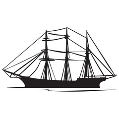 Classic Mariners Black Ship Vector Icon Historical Vessel Ancient Ship Emblem
