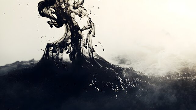 Conceptual image depicting shadow spreading across a surface like ink seeping and slowly consuming the surrounding light creating an atmospheric and mysterious visual metaphor