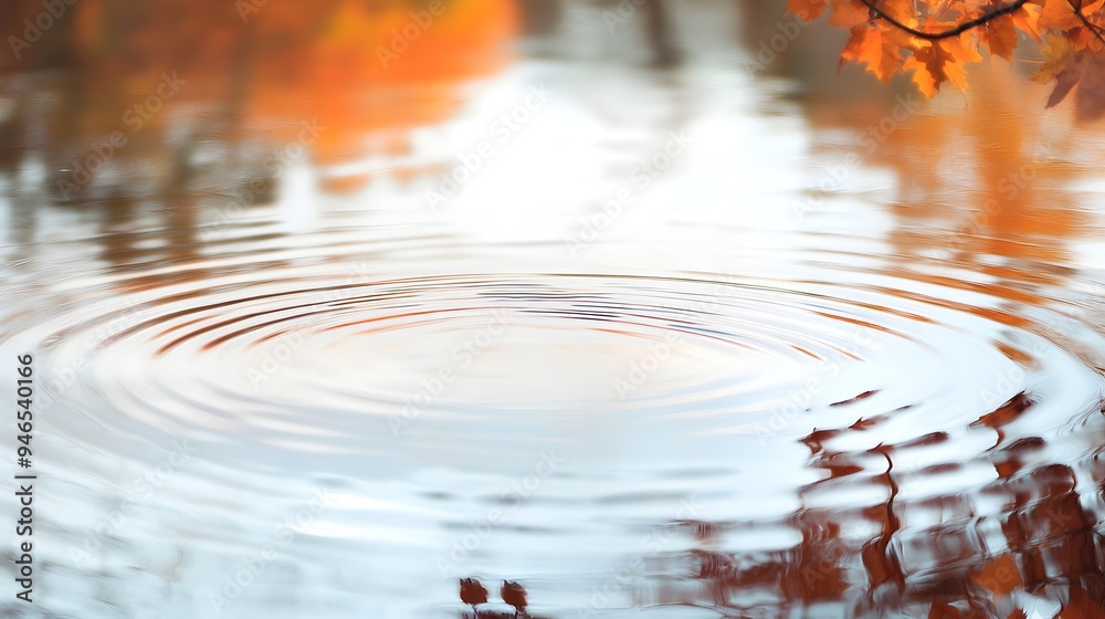 Poster dreamlike and contemplative reflection in a calm body of water with subtle ripples creating a visual
