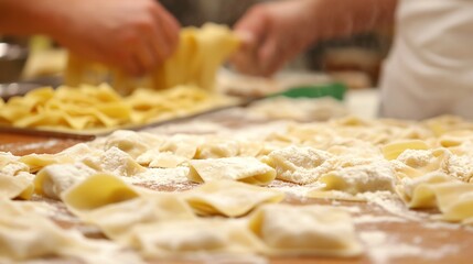 A traditional Italian pasta making class with hands-on preparation of fresh pasta, including tagliatelle, ravioli, and gnocchi