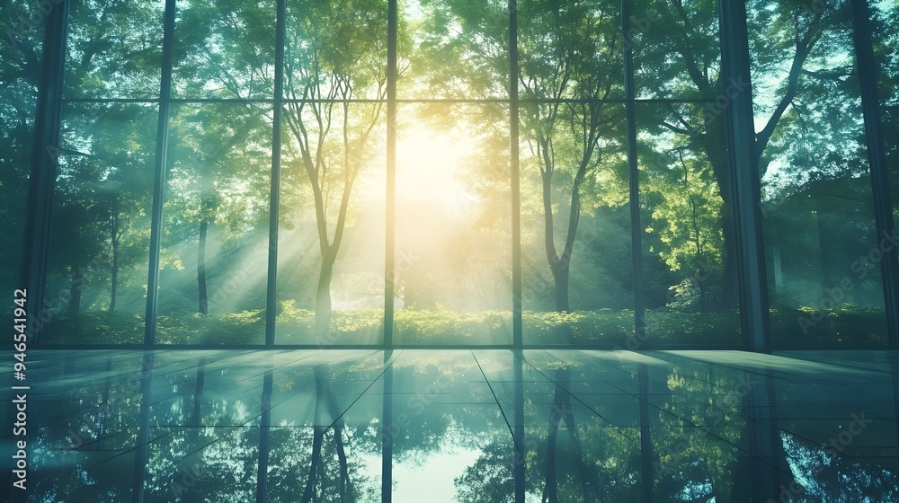 Poster conceptual image of a reflection on a windowpane blending the outside and inside worlds creating a s