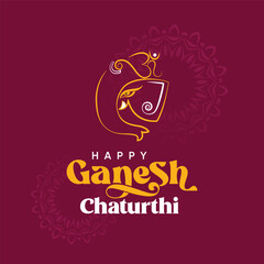 Indian Religious Festival Ganesh Chaturthi Typography Design