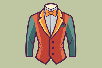 Victorian style classic suit, watercolor clipart illustration with isolated background.
