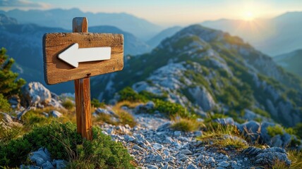 Wooden Trail Signs in Scenic Natural Landscapes.