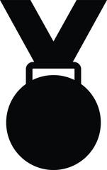 Black and white winning medal hanging on ribbon illustration