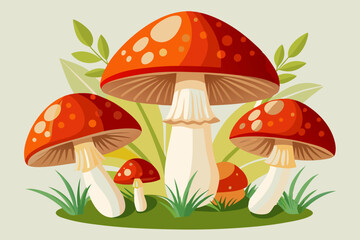 Mushrooms, watercolor clipart illustration with isolated background.
