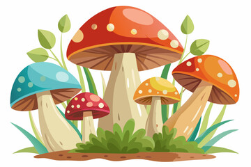 Mushrooms, watercolor clipart illustration with isolated background.
