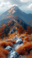 View of Stoh mountain from Velky Rozsutec in Mala Fatra mountains during late autumn