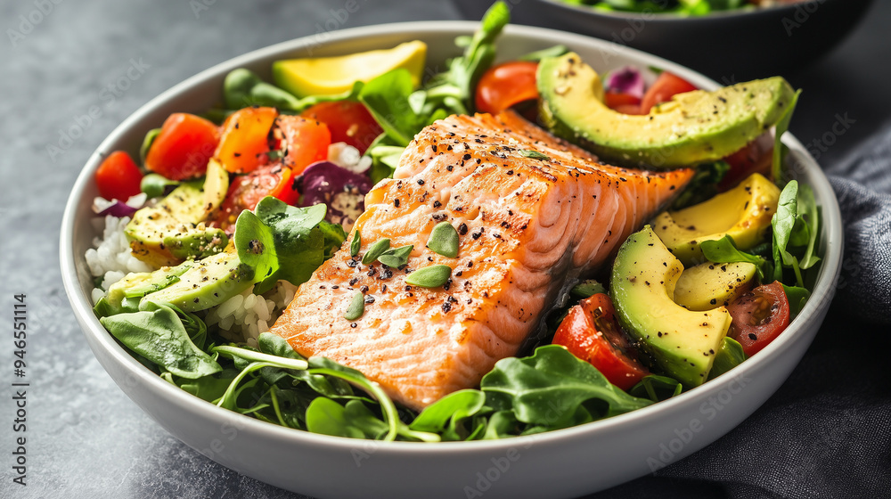 Wall mural salad with salmon