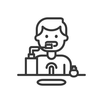 recommend clip art: Line art illustration of a person brushing their teeth