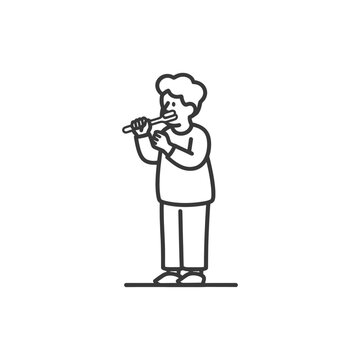 recommend clip art: Line art illustration of a person brushing their teeth