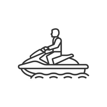 recommend clip art: Line Art Illustration of a Person Riding a Jet Ski on Water