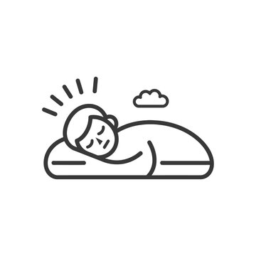 recommend clip art: Line Art Illustration of a Person Sleeping in a Bed
