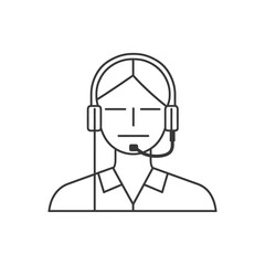 Obraz premium Line art illustration of a person wearing a headset