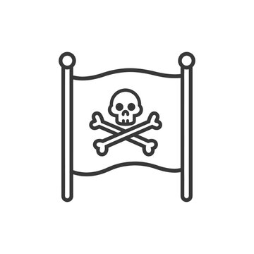 recommend clip art: Line Art Illustration of a Pirate Flag with a Skull and Crossbones