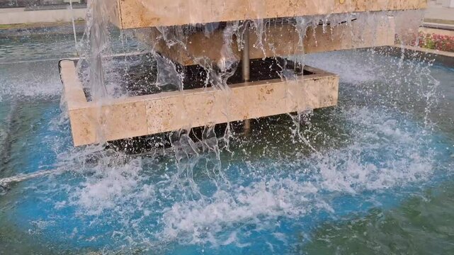 Video of an artesian fountain in Baia Mare city, Romania. 4K