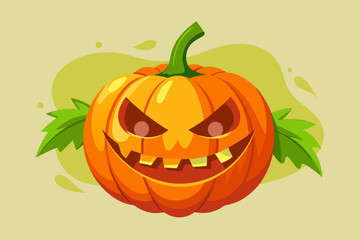 Halloween pumpkin, watercolor clipart illustration with isolated background.
