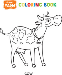 Funny cow or calf coloring book. Farm animals