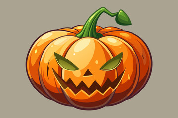 Halloween pumpkin, watercolor clipart illustration with isolated background.
