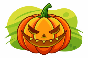 Halloween pumpkin, watercolor clipart illustration with isolated background.
