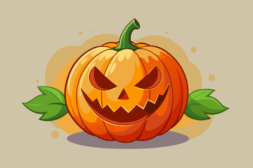 Halloween pumpkin, watercolor clipart illustration with isolated background.

