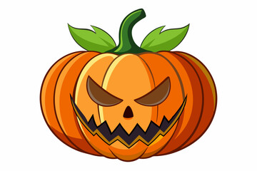 Halloween pumpkin, watercolor clipart illustration with isolated background.
