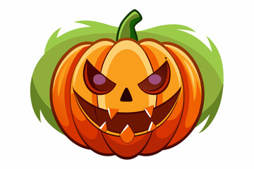 Halloween pumpkin, watercolor clipart illustration with isolated background.

