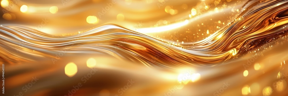 Poster Golden waves undulate smoothly, illuminated by delicate light that enhances the vibrant hues and creates a stunning visual effect. The texture evokes a sense of luxury and warmth